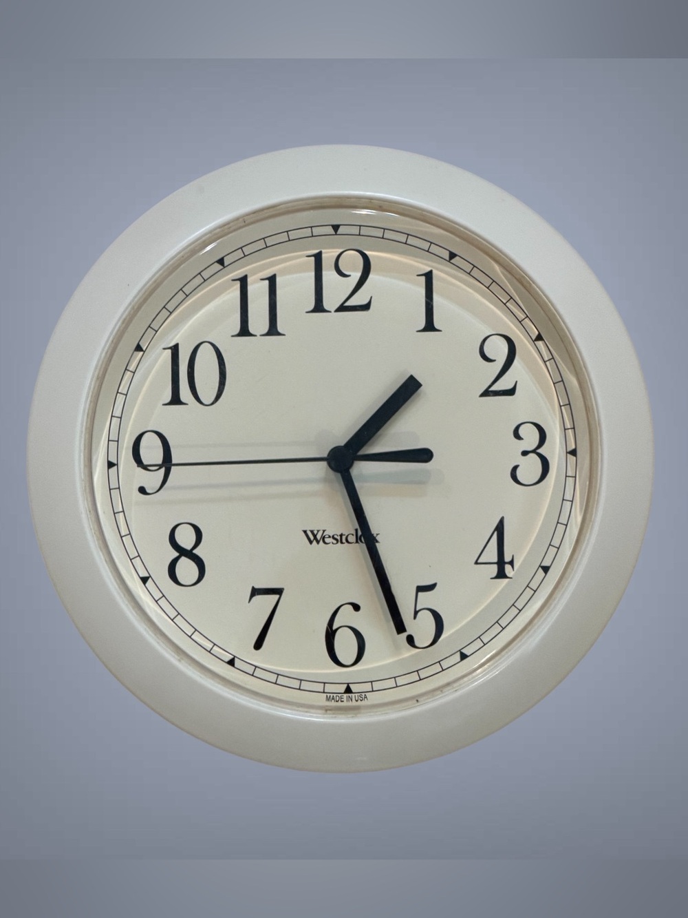 Vintage Westclox Analog Wall Clock  Ivory 9” USA